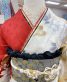 参列振袖[假屋崎省吾]白×赤・バラと金白の八重桜、熨斗[身長170cmまで]No.1055
