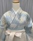 卒業式袴レンタル[くすみカラー]くすんだ水色に白とブルーグレーの菊No.808