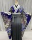 卒業式振袖[今田美桜]濃い青に銀黒の大きな牡丹と乱菊[身長172cmまで]No.1051