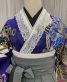 卒業式振袖[今田美桜]濃い青に銀黒の大きな牡丹と乱菊[身長172cmまで]No.1051