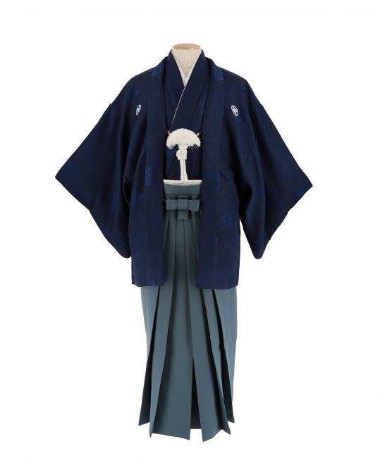 男性用袴単品レンタル(成人式・結婚式・卒業式)ブルーグレー・無地[身長180cm対応]No.103