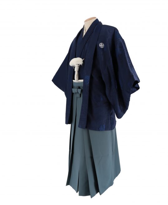 紋付袴レンタル・成人式・結婚式・卒業式|紺色　バラ模様[身長165-170cm対応]No.102