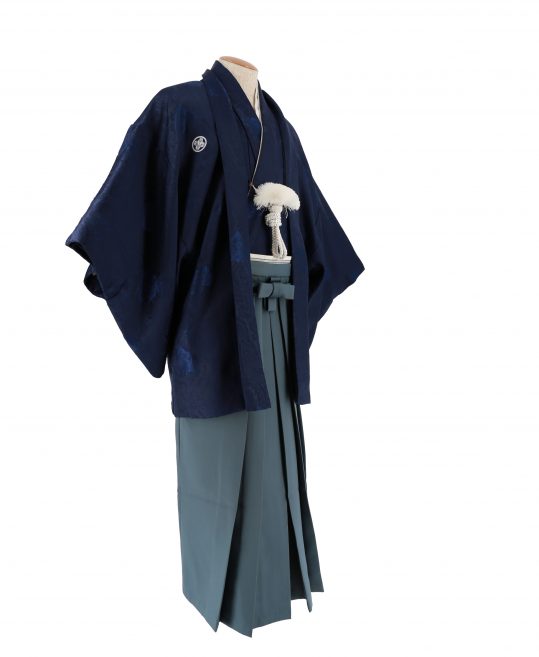 紋付袴レンタル・成人式・結婚式・卒業式|紺色　バラ模様[身長165-170cm対応]No.102