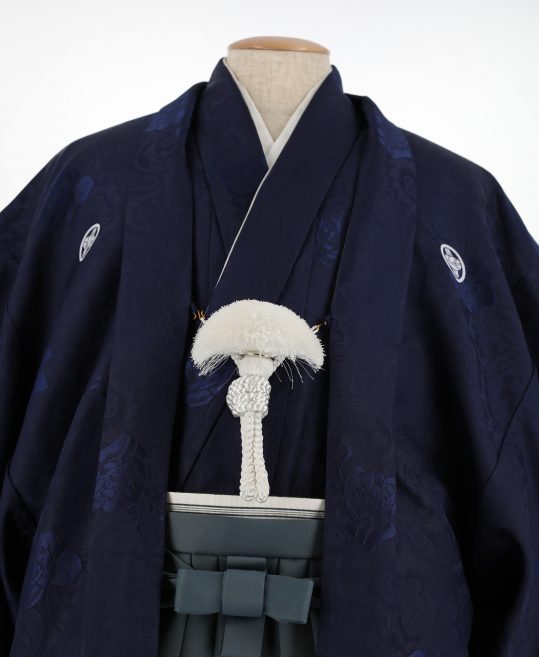紋付袴レンタル・成人式・結婚式・卒業式|紺色　バラ模様[身長165-170cm対応]No.102