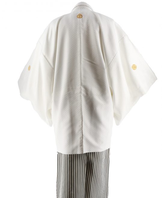 紋付袴レンタル・成人式・結婚式・卒業式|白色　七宝模様[身長175-180cm対応]No.110