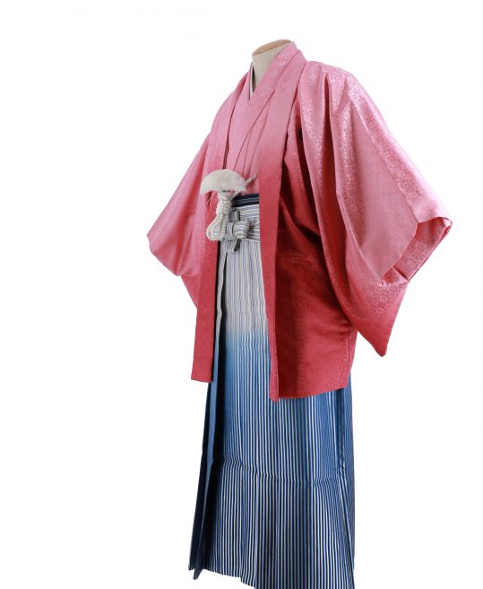 紋付袴レンタル・成人式・結婚式・卒業式【6L】ピンクぼかし市松模様[175-180cm]No.112