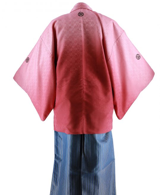 紋付袴レンタル・成人式・結婚式・卒業式【6L】ピンクぼかし市松模様[175-180cm]No.112