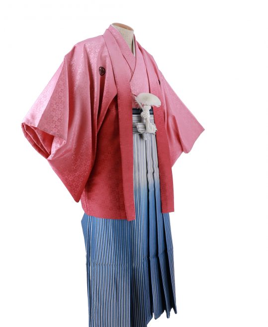 紋付袴レンタル・成人式・結婚式・卒業式【6L】ピンクぼかし市松模様[175-180cm]No.112