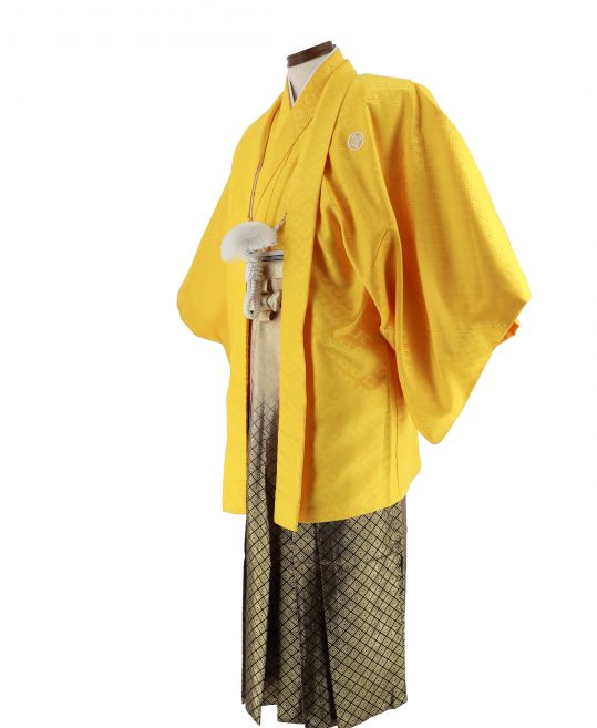 紋付袴No.131|黄色　菱形模様対応身長 / 170-175cm前後