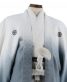 紋付袴No.137|白色からグレーへぼかし　市松模様対応身長 / 175cm前後