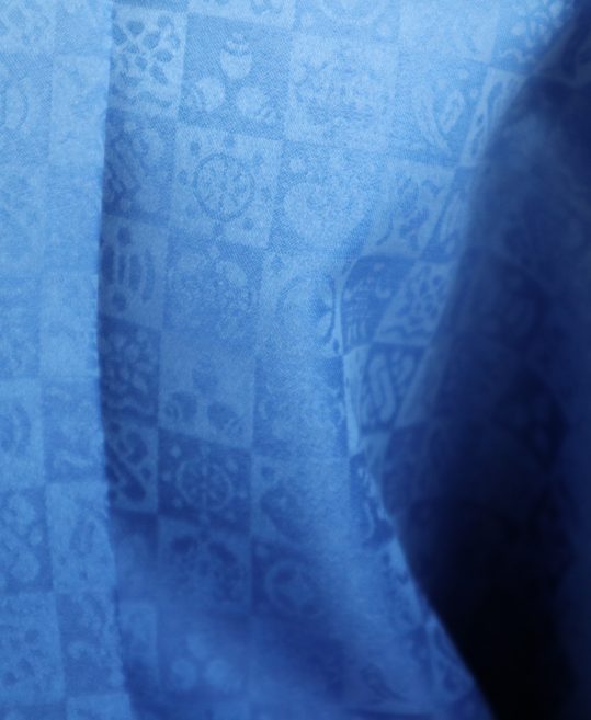 紋付袴No.141|水色から青色へぼかし　市松模様対応身長 / 165cm前後
