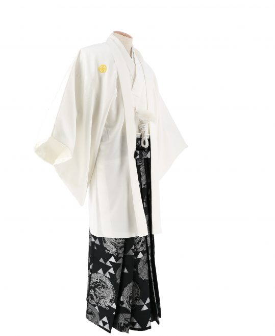 紋付袴レンタル・成人式・結婚式・卒業式|白の豹柄　牡丹刺繍[身長175-180cm対応]No.146