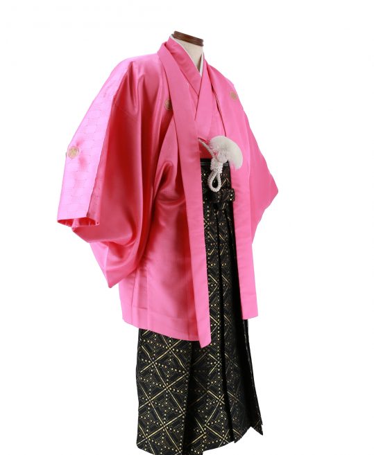 紋付袴No.157|鮮やかなピンク色　市松模様対応身長 / 165-170cm前後