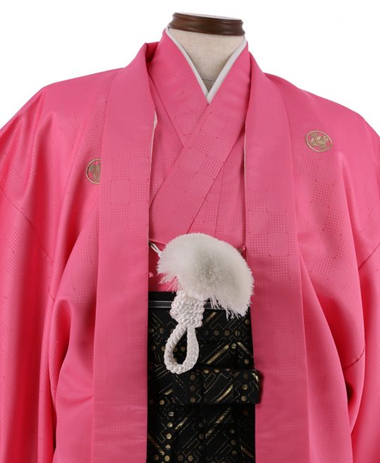 紋付袴No.157|鮮やかなピンク色　市松模様対応身長 / 165-170cm前後