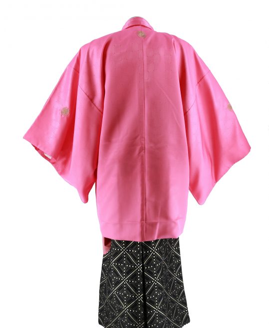 紋付袴No.158|鮮やかなピンク色　市松模様対応身長 / 170-175cm前後