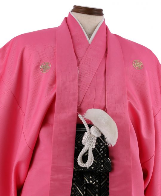 紋付袴No.158|鮮やかなピンク色 市松模様対応身長 / 170-175cm前後 