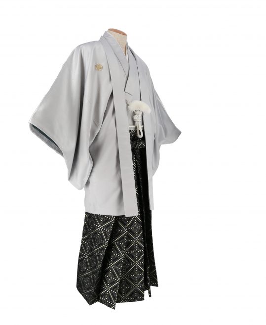 紋付袴レンタル・成人式・結婚式・卒業式|薄グレーダイヤ状の市松[身長170-175cm]No.160