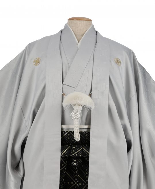 紋付袴レンタル・成人式・結婚式・卒業式|薄グレーダイヤ状の市松[身長170-175cm]No.160