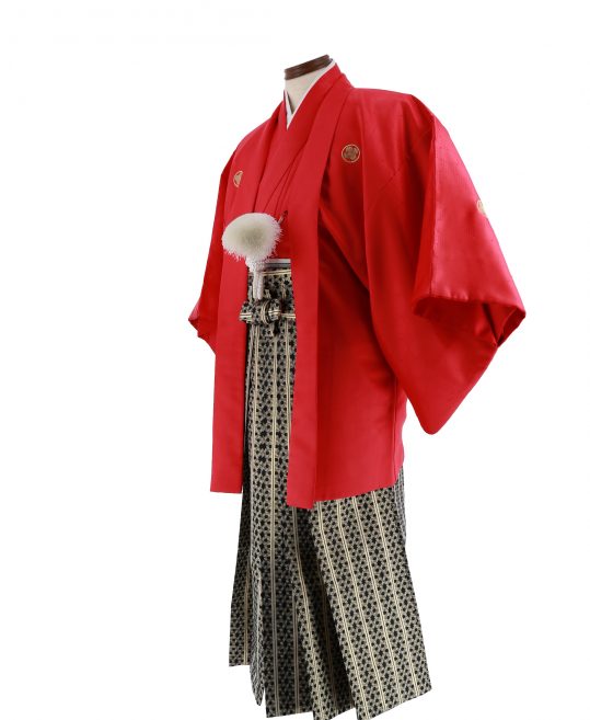 紋付袴No.161|赤色　市松模様
対応身長 / 165cm前後