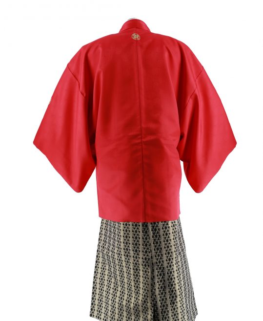 紋付袴レンタル・成人式・結婚式・卒業式|赤色　ダイヤ状の市松[身長165cm対応]No.161