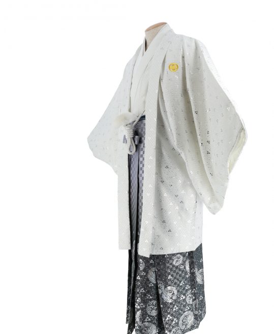 紋付袴レンタル・成人式・結婚式・卒業式|白色　市松模様[身長180cm対応]No.162