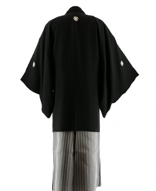 紋付袴レンタル・成人式・結婚式・卒業式【正絹】黒色　無地[身長166cm対応]No.17