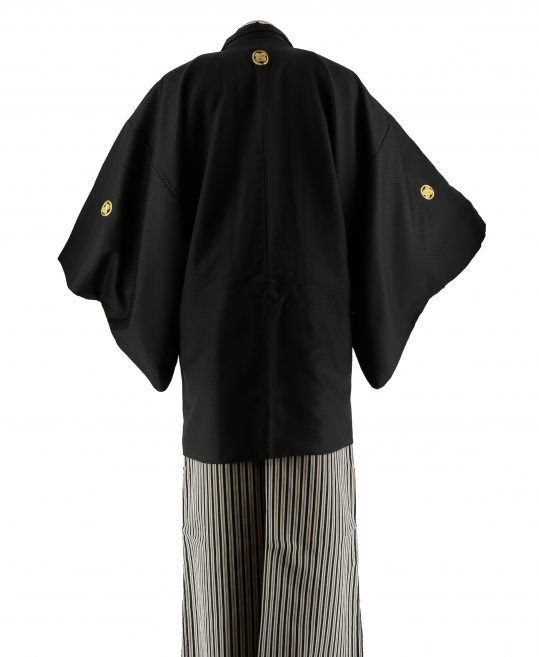 紋付袴レンタル・成人式・結婚式・卒業式|黒色　市松模様[身長175cm対応]No.205