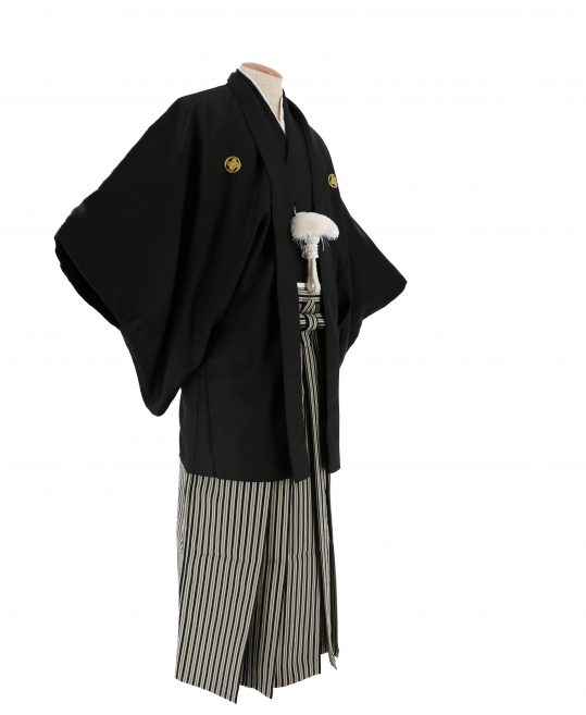 紋付袴レンタル・成人式・結婚式・卒業式|黒色　市松模様[身長175cm対応]No.205