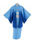 紋付袴No.219|水色から青色へぼかし　市松模様対応身長 / 165cm前後