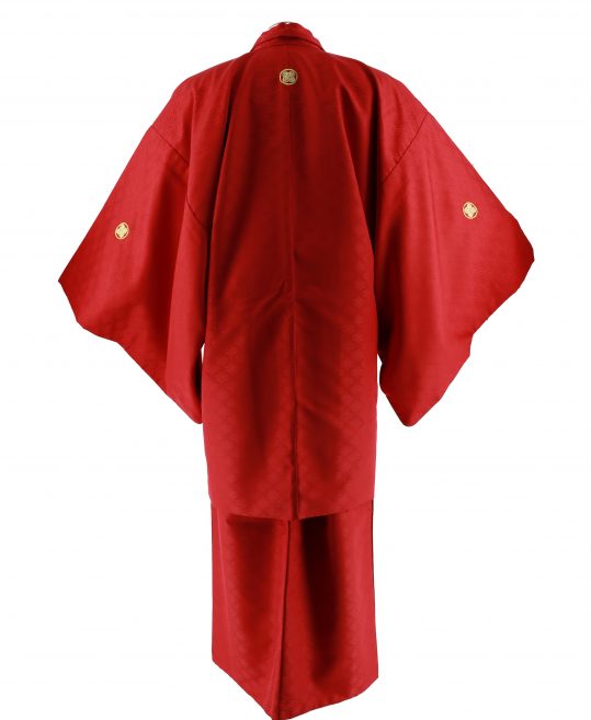 紋付袴レンタル・成人式・結婚式・卒業式|赤色　向い鶴菱模様[身長160cm対応]No.238