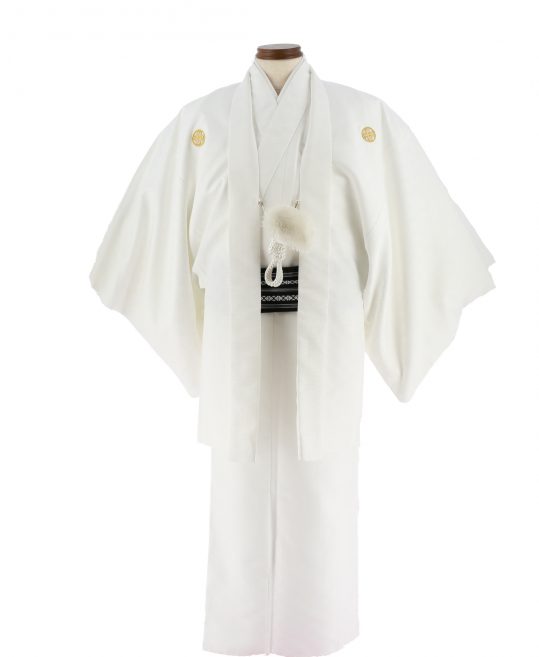 紋付袴No.279|白色　向い鶴菱模様対応身長 / 180cm前後
