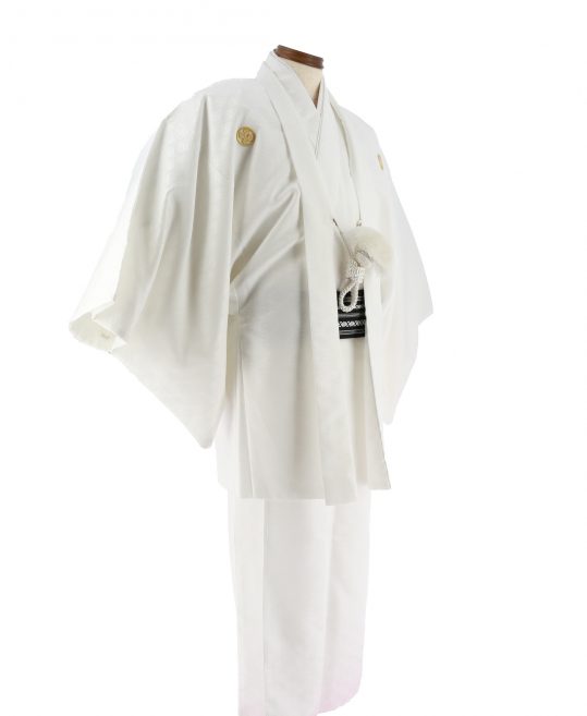 紋付袴No.276|白色　向い鶴菱模様対応身長 / 170cm前後