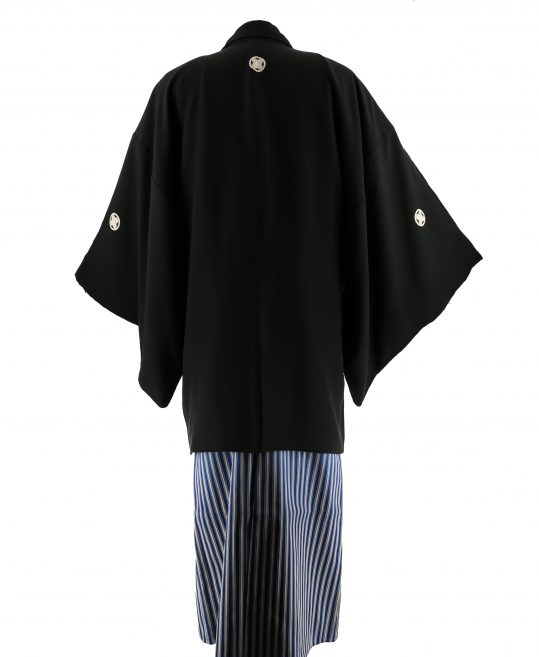 紋付袴レンタル・成人式・結婚式・卒業式【正絹】黒色　無地[身長163cm対応]No.36