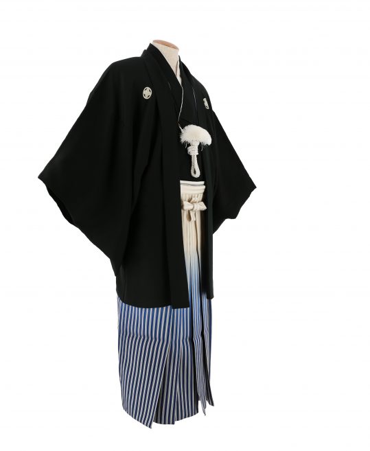 紋付袴レンタル・成人式・結婚式・卒業式【正絹】黒色　無地[身長163cm対応]No.36