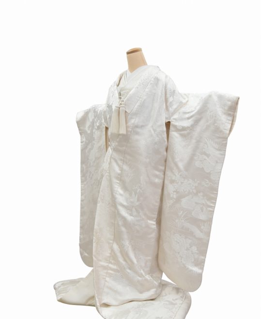 結婚式の白無垢・花嫁用着物|オシドリと鶴に花々 [かわいい] No.306