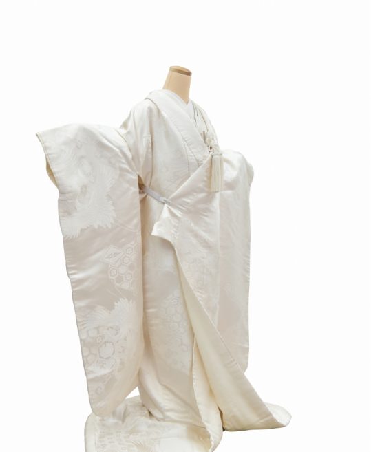結婚式の白無垢・花嫁用着物|鶴と亀甲文様 [クール系] No.320