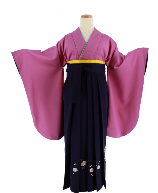 卒業式袴レンタルno 384 シンプル 濃い藤色 無地 着物レンタルのkanemata カネマタ