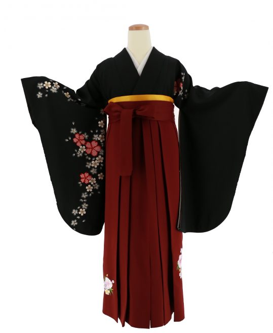 絞り 流線 桜花 モノトーン 振袖 晴の日 成人式 卒業式 着物 093w p  