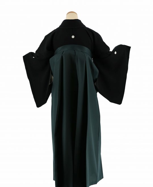 卒業式袴レンタル[宝塚風]黒の紋付き無地着物[身長163㎝前後対応]No.3082