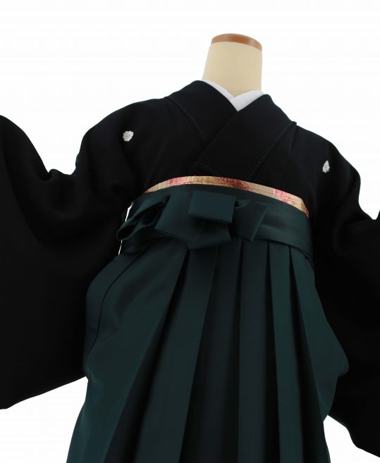 卒業式袴レンタル[宝塚風]黒の紋付き無地着物[身長163㎝前後対応]No.3082